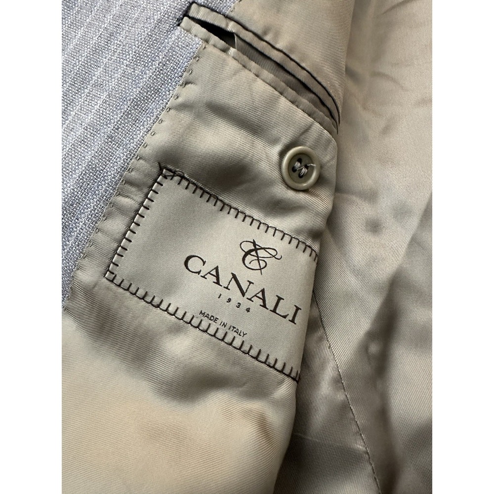 Canali Suit Mens 56 38R Gray Pin Stripe Wool 2 Piece Italy - Picture 3 of 16